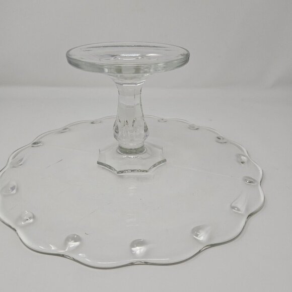 Vintage Indiana Glass Pedestal Footed Cake Plate Stand Teardrop Centerpiece 11" - Picture 4 of 5